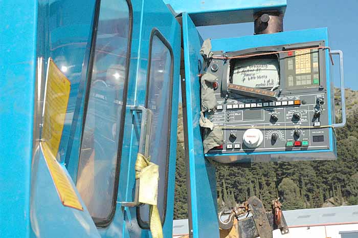 Miyano stoved in with smashed Fanuc controller